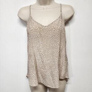 Wilfred Silk Cami Tank Top Size S Beige Geometric V-neck Flowy Coquette Dainty